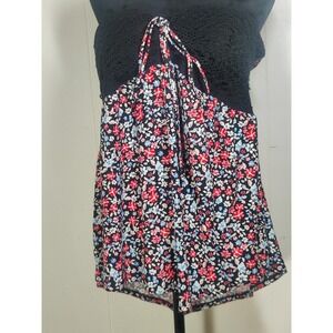 No Boundaries Womens XXXL Smocked Floral‎ crochet sleeveless halter top cover up